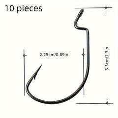 10pcs High Carbon Steel Wide Gap Hook for Deep Sea Fishing