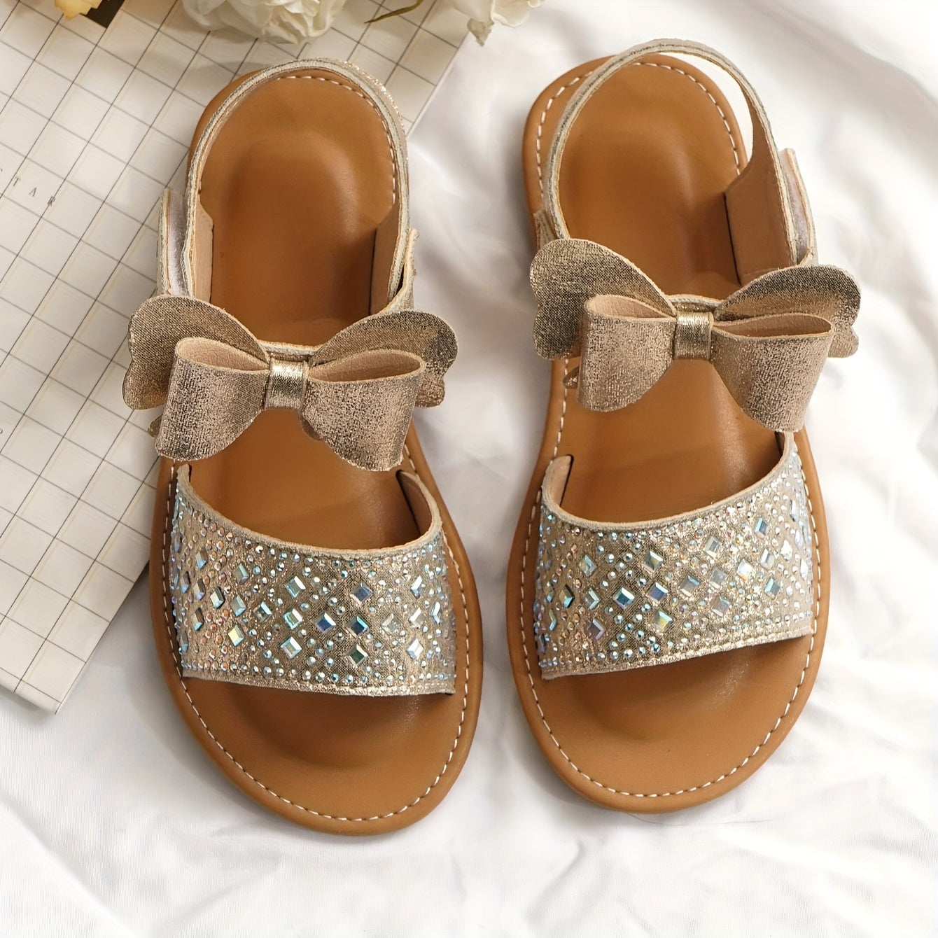 Girls Bowknot Open Toe Sandals Lightweight Indoor Outdoor Summer
