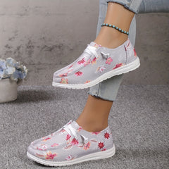 Floral Print Canvas Slip-On Flat Shoes Casual Sneakers