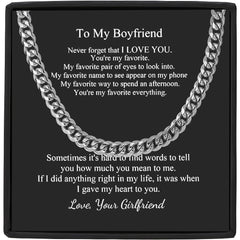 Cuban Chain Link Necklace for Boyfriend Gift Boxed