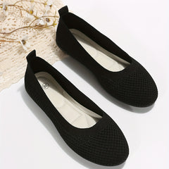 Women's Comfortable Knit Flat Shoes Soft Sole Casual Walking Flats