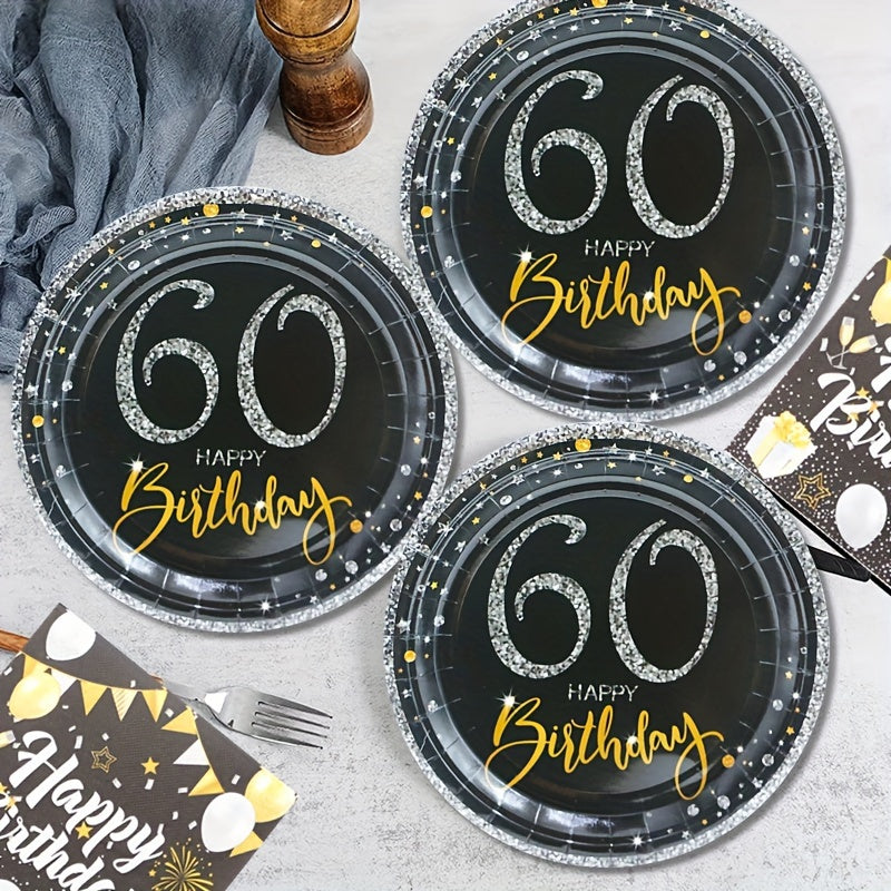 60th Birthday Party Supplies - Cheers To 60 Years Disposable Paper Plates