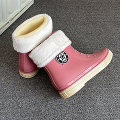 Women's Waterproof Fleece Liner Lace Up Rain Boots