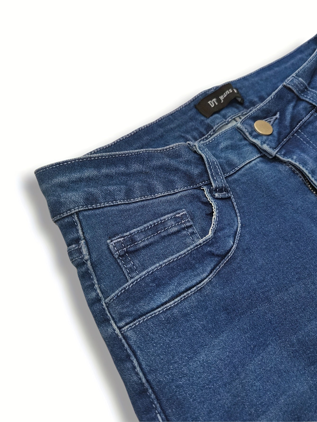 Flare Leg Jeans Women's Washed Button Fly Medium Stretch Casual Jeans