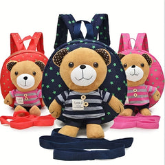Kids Bear Plush Backpack, Anti Lost Cartoon Schoolbag