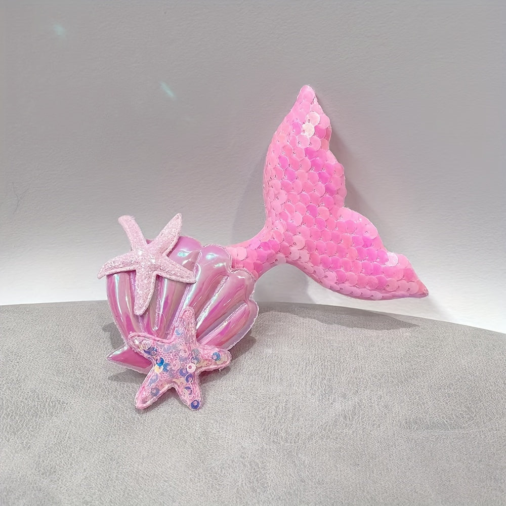 Girls Mermaid Tail Hair Clips Starfish Shell Headwear