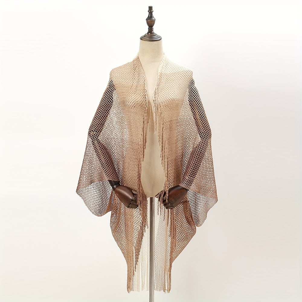 Gradient Rhombus Tassel Shawl Thin Wrap Bikini Cover Up