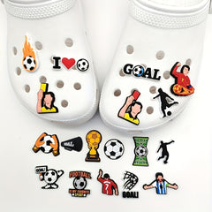18pcs Football Shoes Charms For Bubble Slides Sandals PVC Shoe Decorations