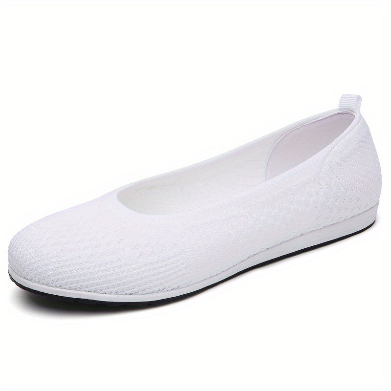 Women's Knitted Flat Shoes Comfortable Slip On Casual Walking Flats