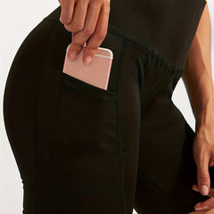 High Waist Yoga Shorts With Pocket Quick Dry Tight Stretch Fitness Shorts