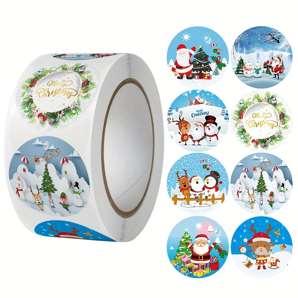 500pcs Christmas Gift Stickers 2.54 Cm Cartoon Theme Praise Reward Label Box Set