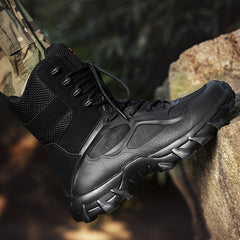 Men's Solid High Top Military Style Hiking Boots Non Slip Lace Up Shoes