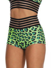 Leopard Print High Waisted Yoga Shorts