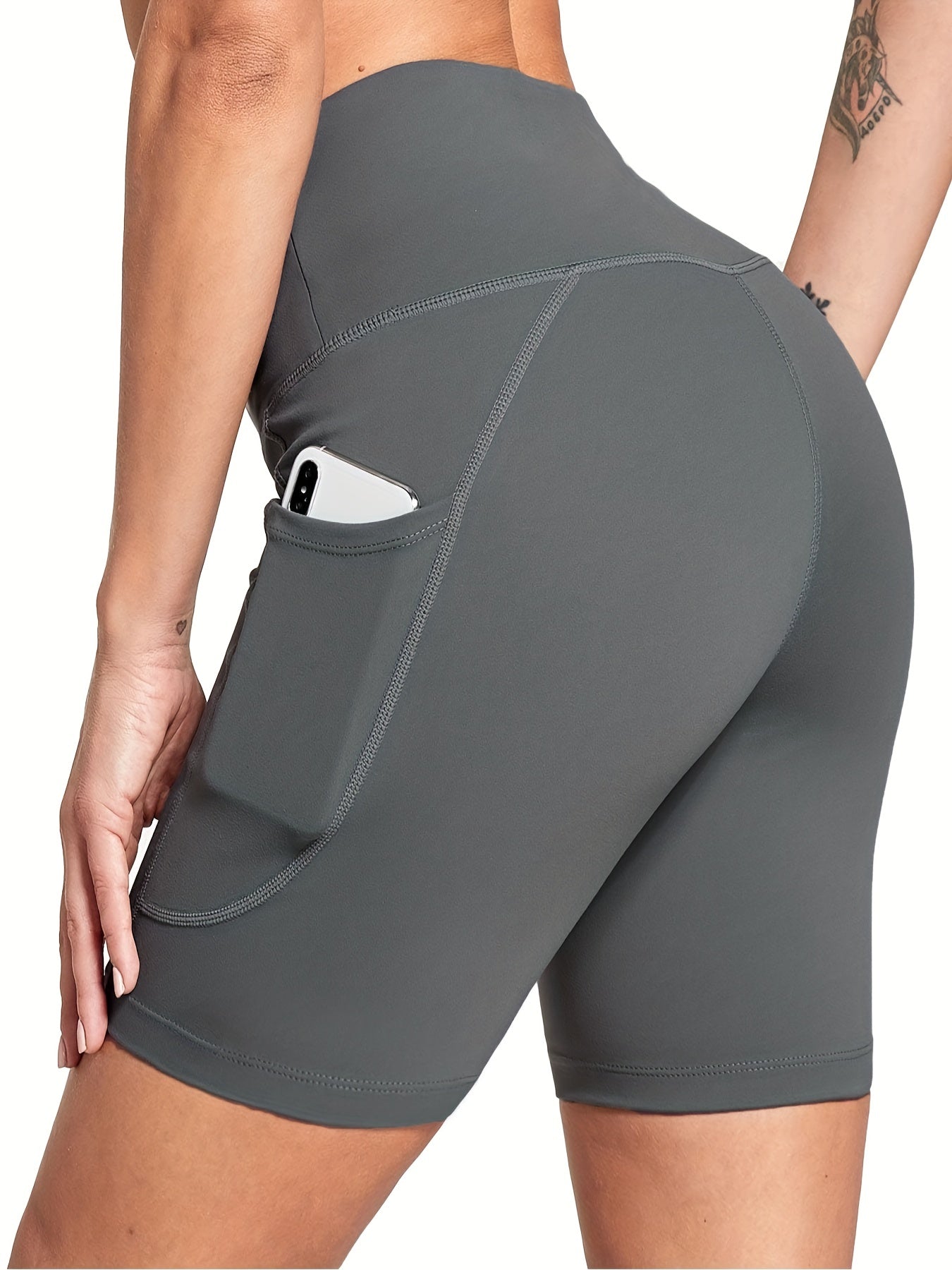 High Waist Sports Shorts with Pocket for Yoga Running