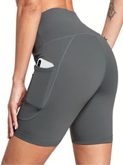 High Waist Sports Shorts with Pocket for Yoga Running