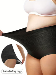 3 Pk Women's Plus Size Colorblock Print Panties Set Tummy Control
