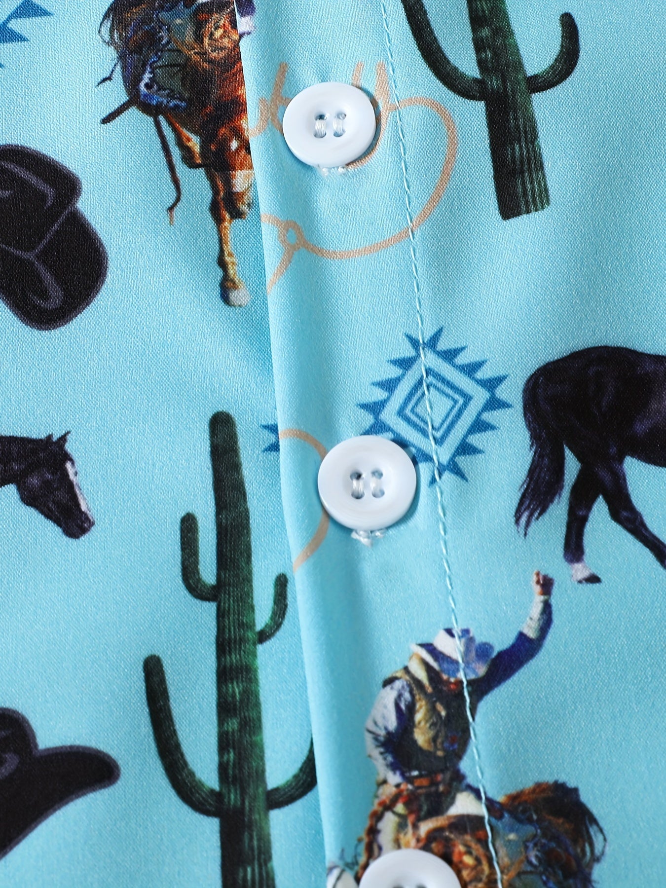 Boys Cowboy Bull Cactus Shirt Summer Kids Clothes