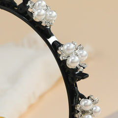 Faux Pearl Hair Band Weave Bangs Clips Bridal Crown Ti