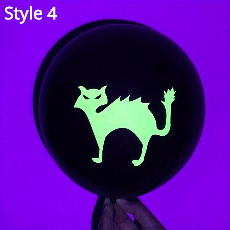 10pcs Halloween Fluorescent Balloon Pumpkin Bat Ghost Neon Latex Balloon