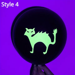 10pcs Halloween Fluorescent Balloon Pumpkin Bat Ghost Neon Latex Balloon