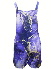 Marble Print Stretch Romper with Pockets