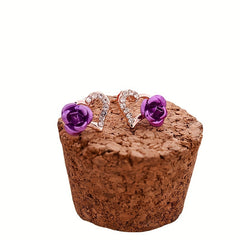 Love Rose Flower Stud Earrings for Women