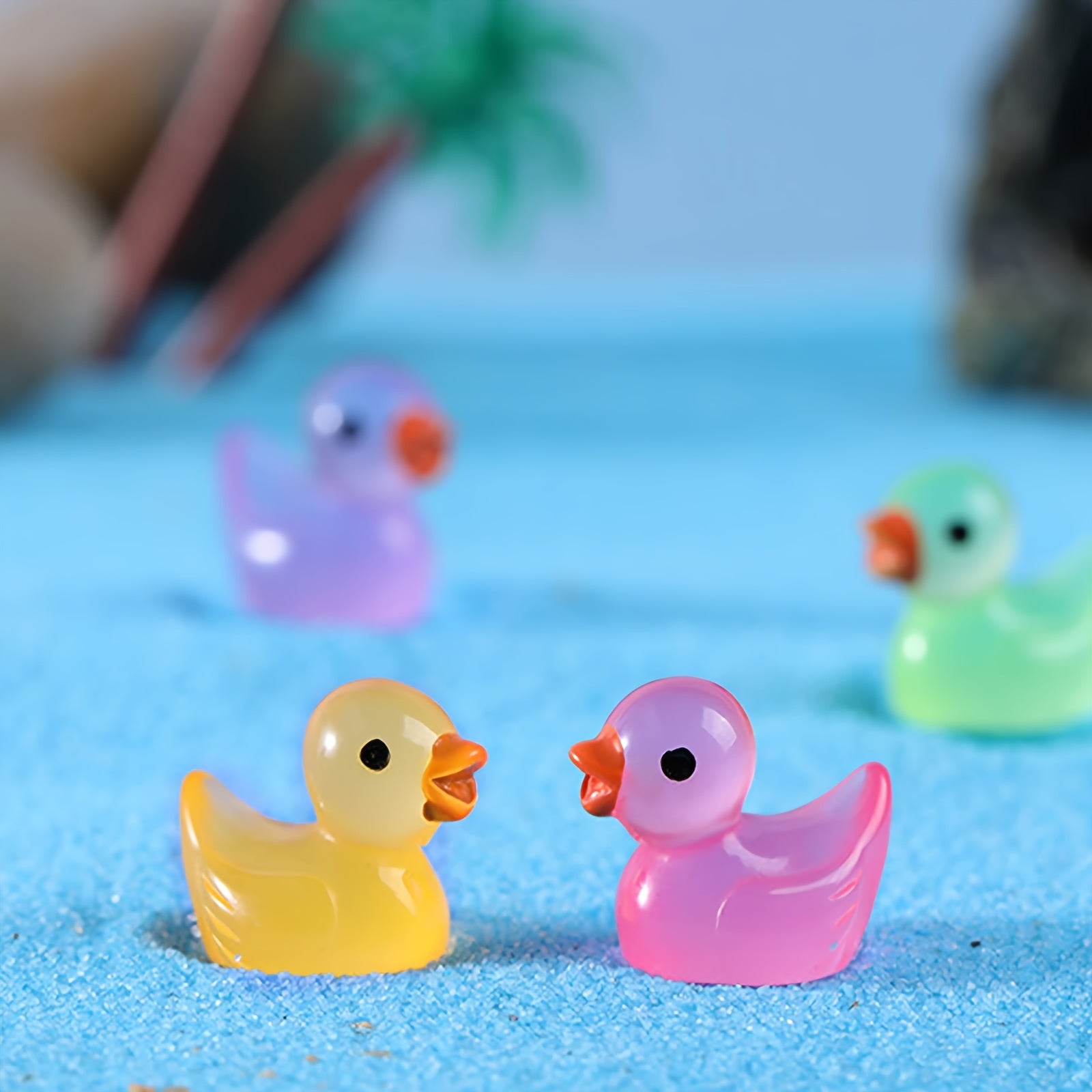 50pcs Mini Resin Ducks Glow In The Dark Luminous Colorful Duck
