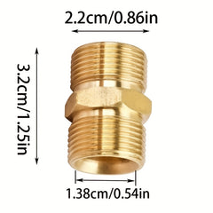 Pressure Washer Hose Coupler M22 14mm Male To M22 14mm Male Solid Brass