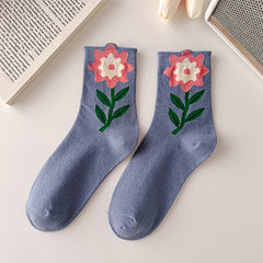 Women's Flowers Pattern Breathable Socks Tulip Candy Socks