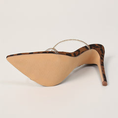 Leopard Print Stiletto Heels Pointed Toe Slip On Shoes