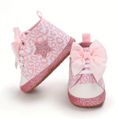 Baby Girls Lightweight Sports Shoes With Bowknot Comfortable Non Slip Crib Shoes