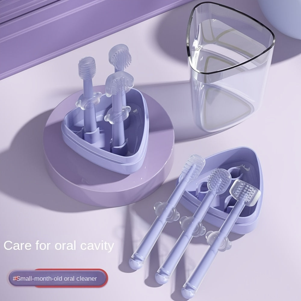 3pcs Infant Silicone Toothbrushes Set - Oral Cavity Care