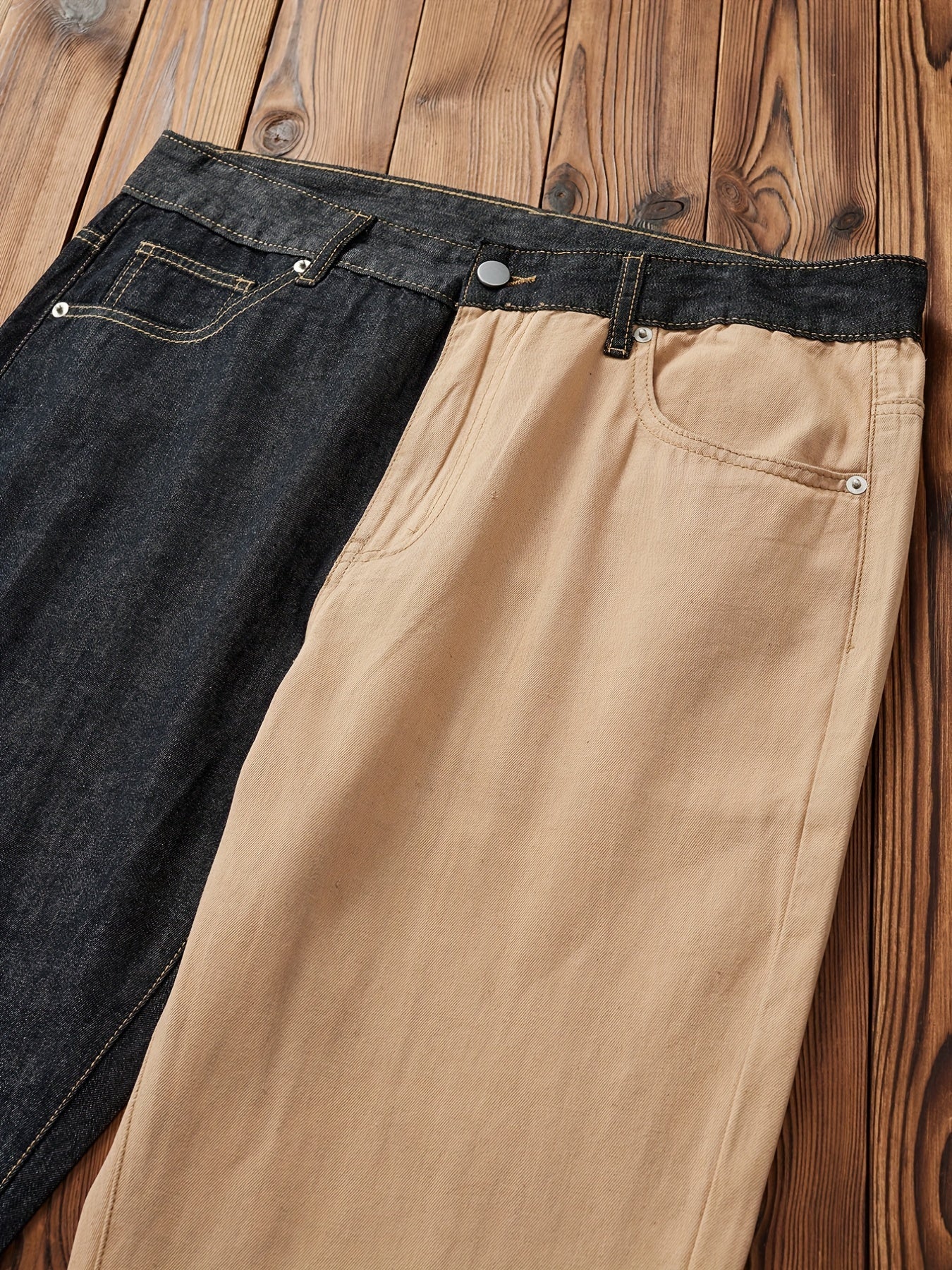 Mens Casual Street Style Patchwork Denim Jeans Spring Summer
