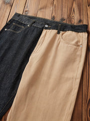 Mens Casual Street Style Patchwork Denim Jeans Spring Summer