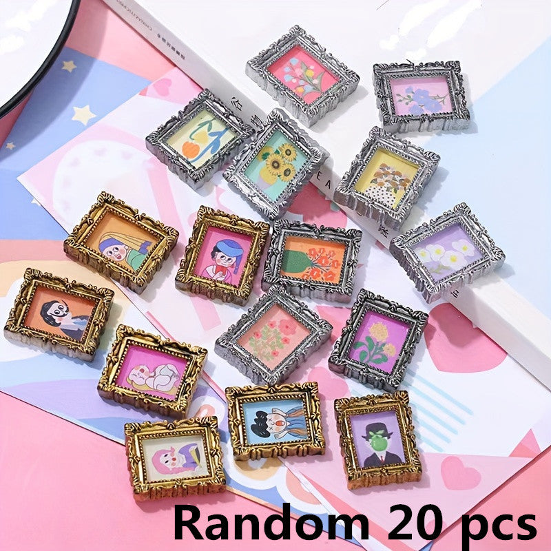 10pcs Retro Oil Painting Charms Mini Photo Frame DIY Jewelry Accessories