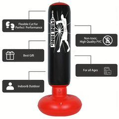 Inflatable Punching Bag Boxing Training Taekwondo 63in Stand Gloves Excluded
