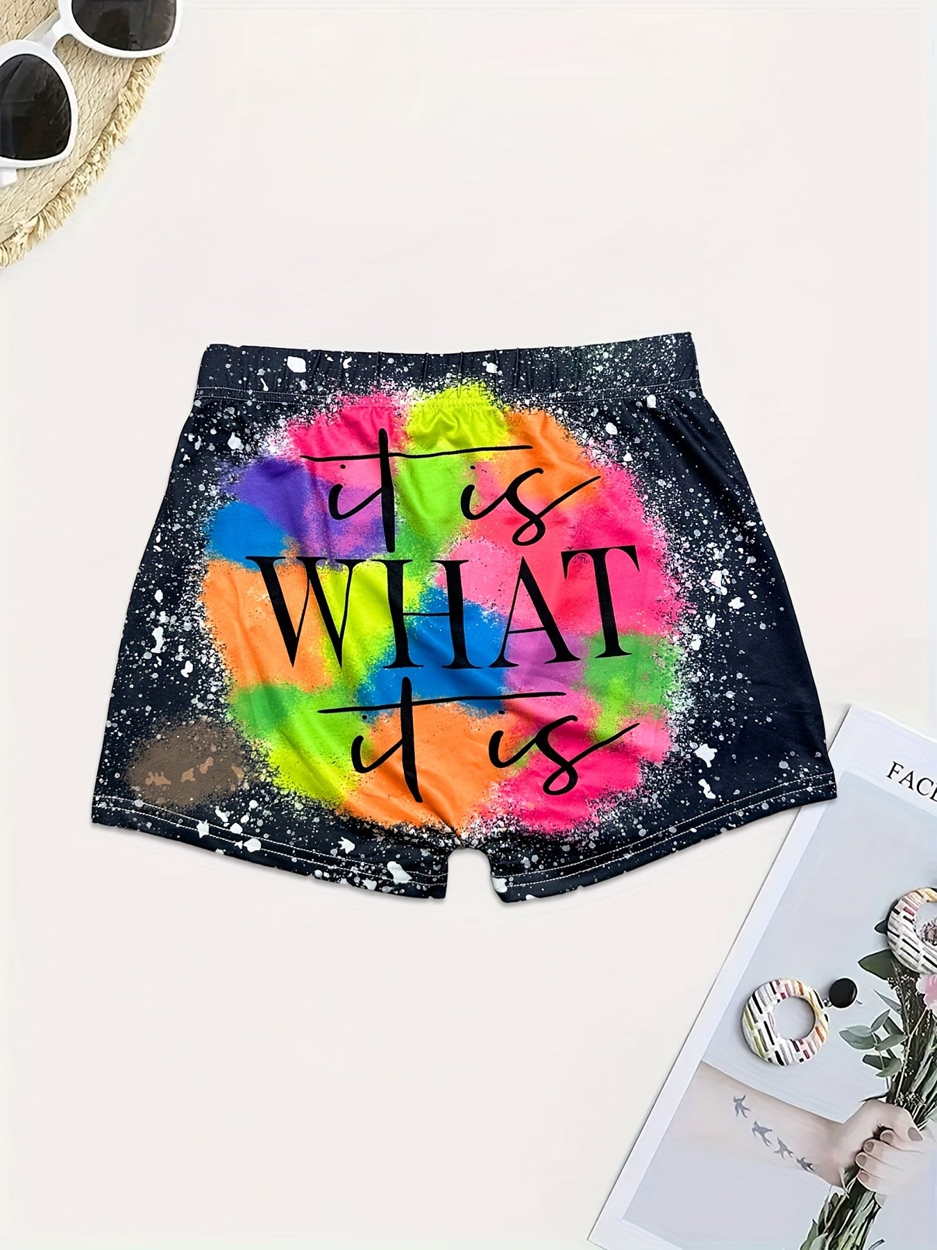 Letter Print Skinny Shorts for Spring & Summer