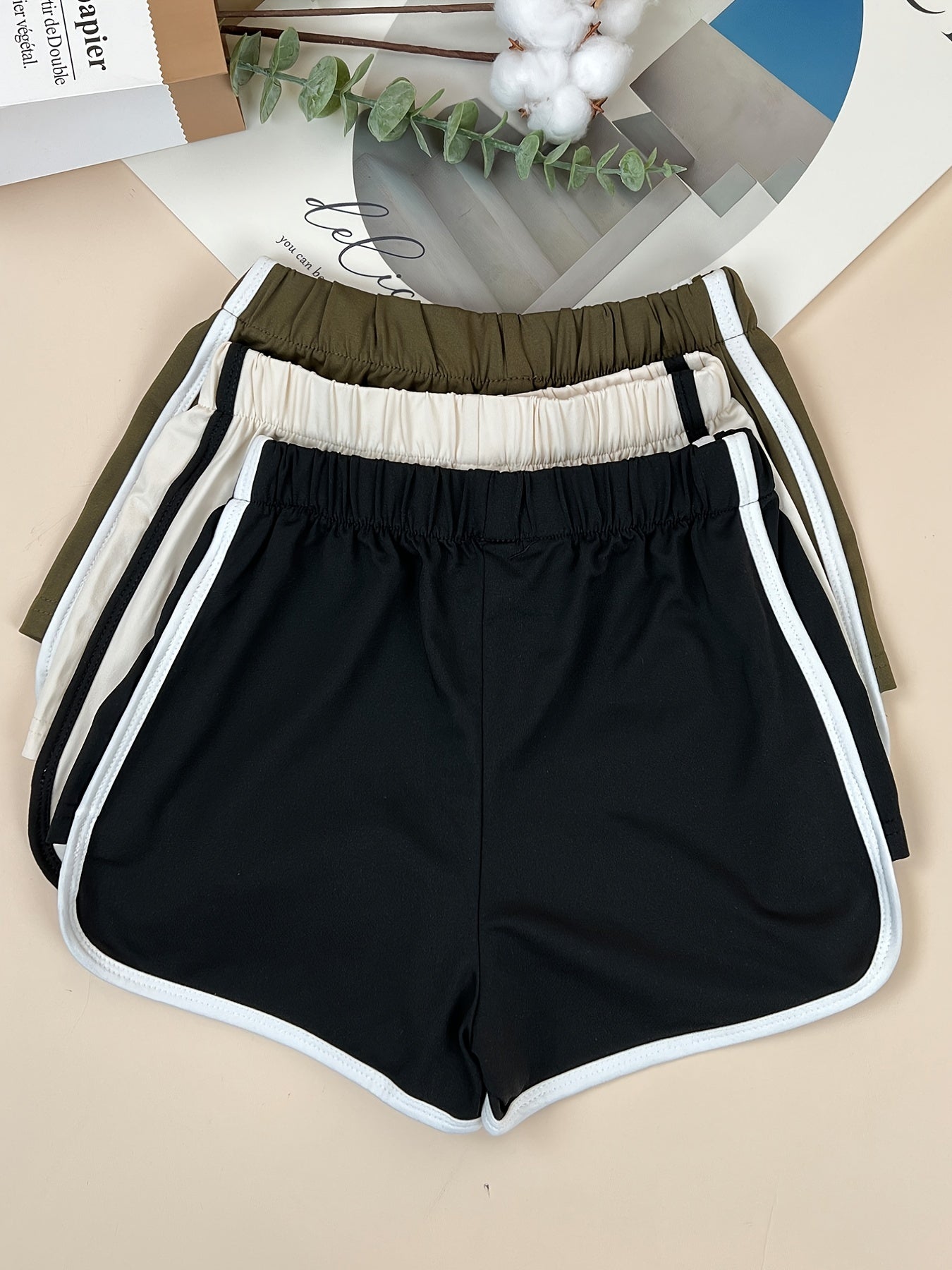 Girls Stripe Waist Bow Casual Sports Shorts Set