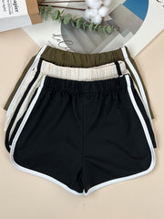 Girls Stripe Waist Bow Casual Sports Shorts Set