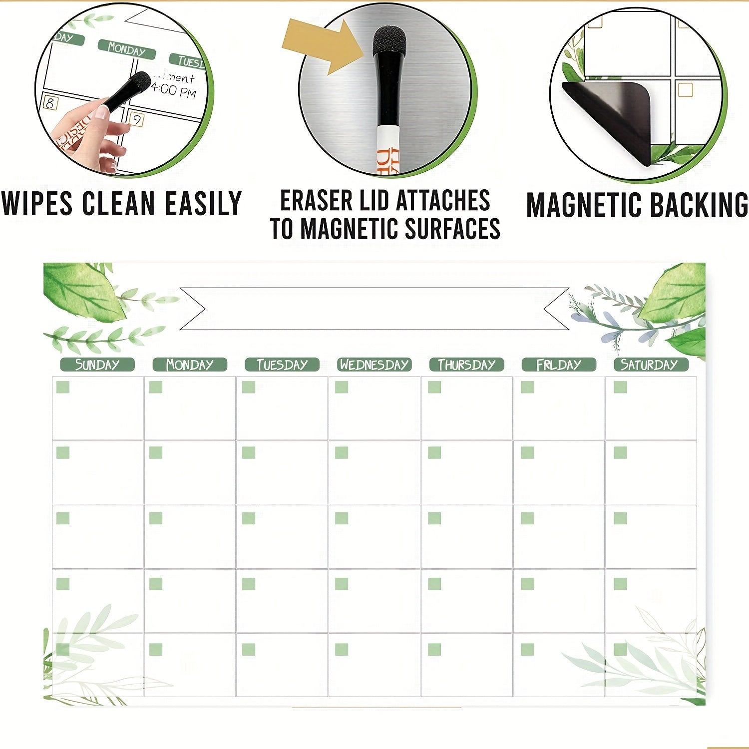 Magnetic Fridge Monthly Planner with Markers