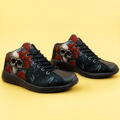 Women's Gothic Skull Print Lace Up Sneakers Outdoor Shoes