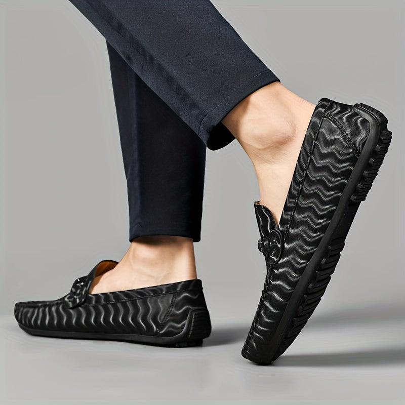 Men's Casual Wave Striped Loafer Shoes Anti Skid Walking Shoes