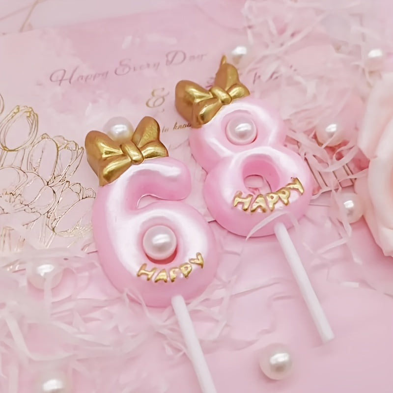 Bowknot Birthday Number Candle Princess 0 9 Number Candles Cake Decor