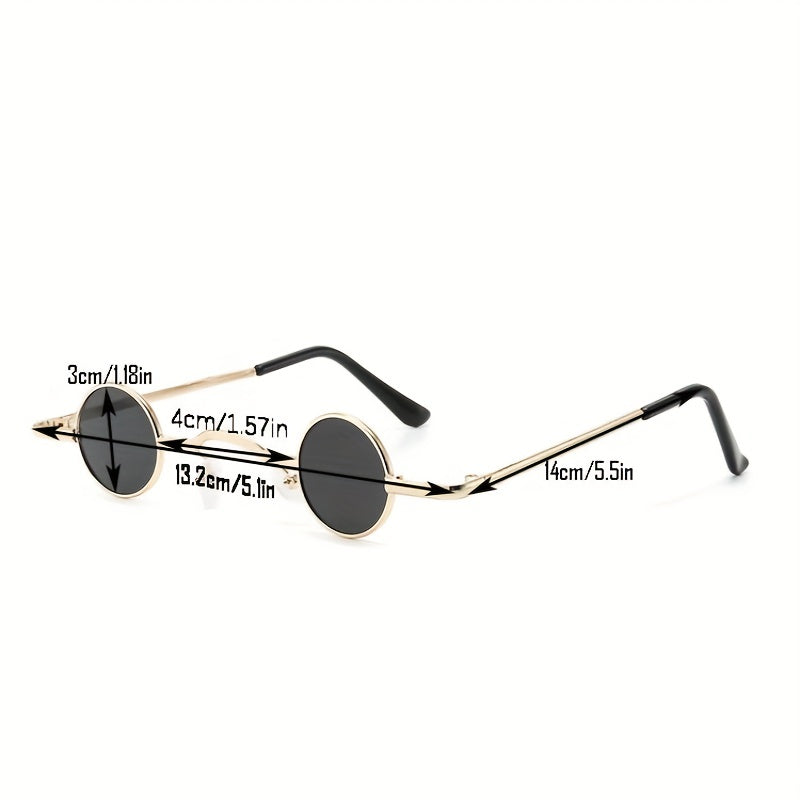 Y2K Round Tinted Sunglasses Steampunk Metal Glasses UV400