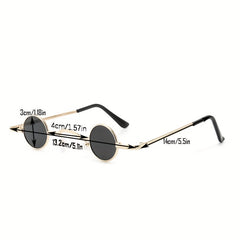 Y2K Round Tinted Sunglasses Steampunk Metal Glasses UV400