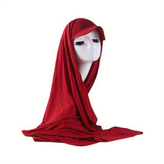 Solid Baseball Cap With Scarf Elastic Hijab Women Ramadan Head Wrap Turban Hats