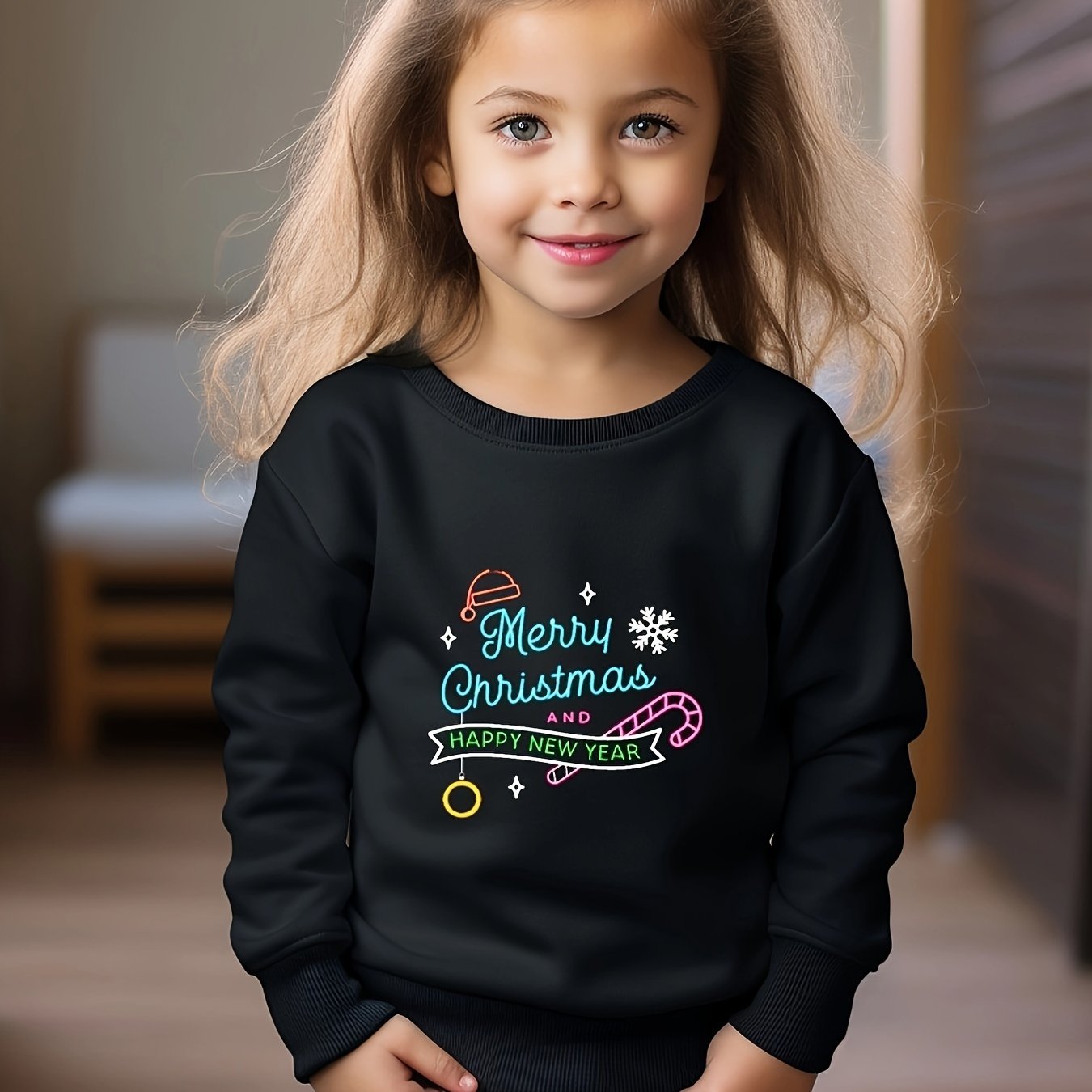 OERYUI Kids Christmas Cartoon Print Long Sleeve Sweatshirt Top