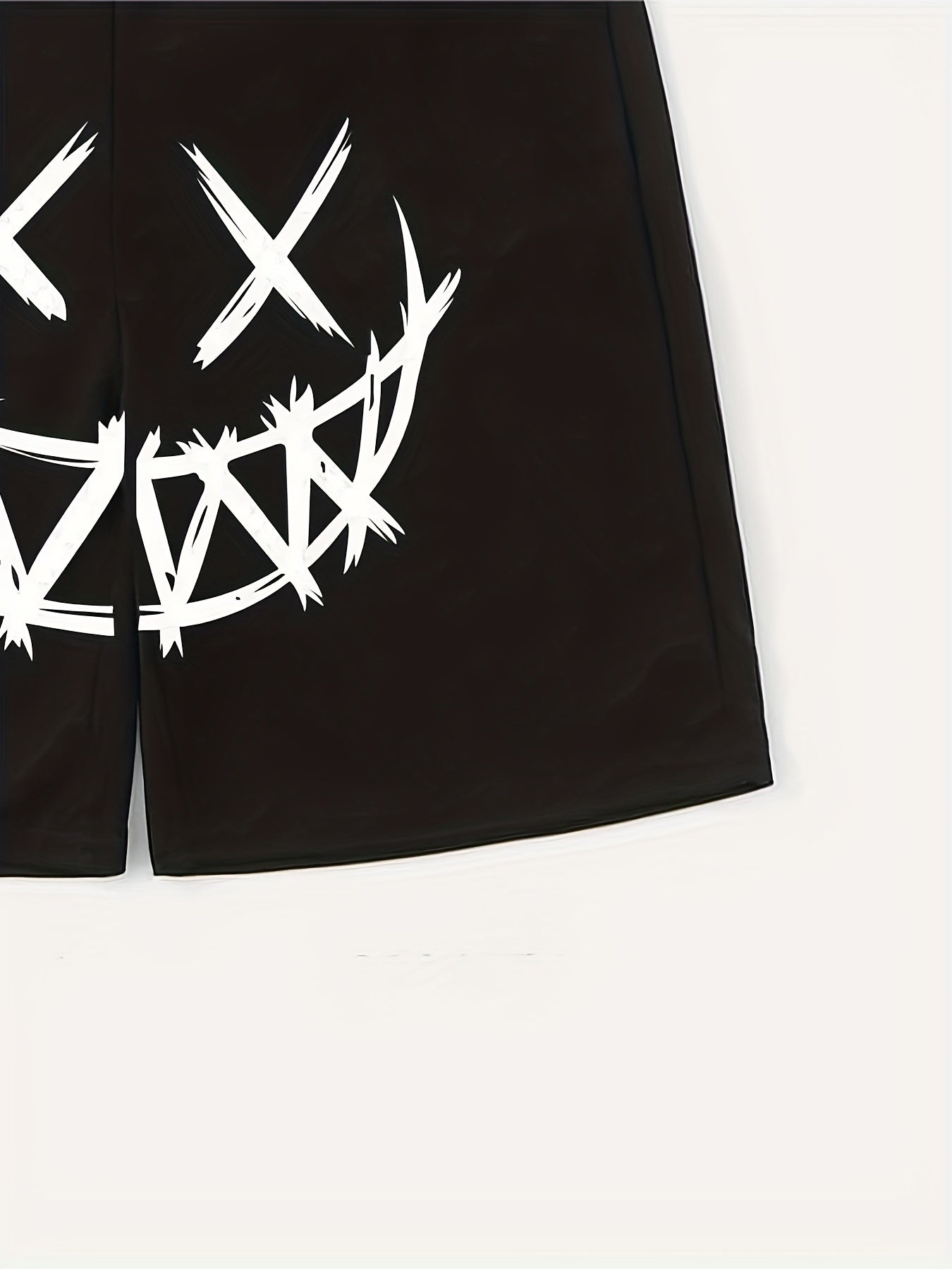Boy's Happy Face Print T-shirt & Drawstring Shorts Set
