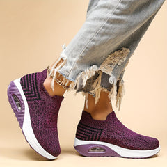 Women's Hidden Heel Wedge Sneakers Breathable Slip-On Casual Shoes