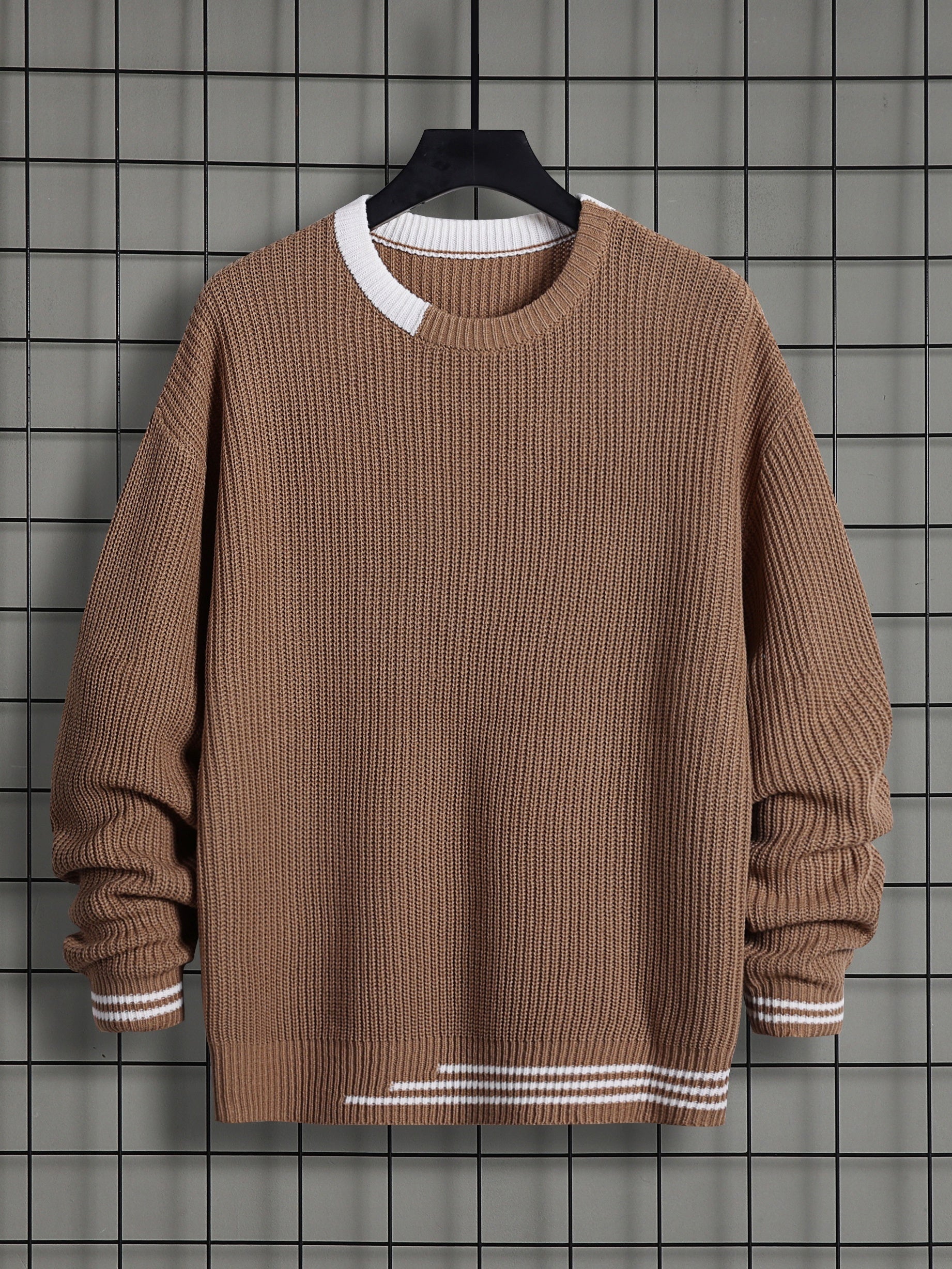Men's Knitted Sweater Warm High Stretch Pullover for Fall Winter